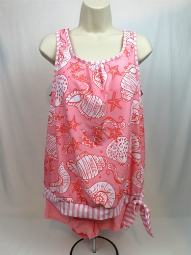 New Exclusive Everyday Womens Tankini + Shorts Bathing Swim Suit L Large Peach