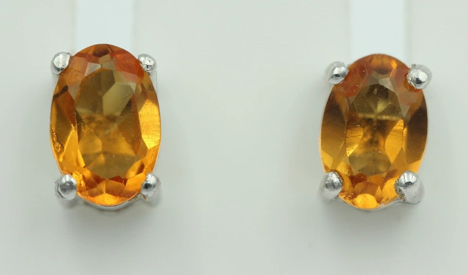 Raro 0,94 Carati Madeira Quarzo Citrino Orecchini 925 Argento Di Madeira Alto - Immagine 2 di 4