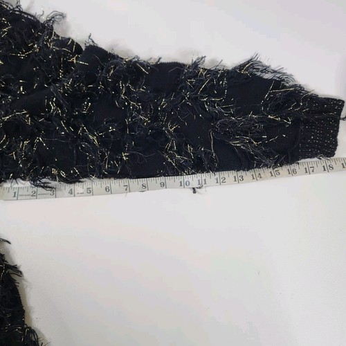 *LESEN Vintage Just For Women Fuzzy Lametta Gold Schwarz Strick Pullover Metallic 80er 90er - Bild 9 von 9