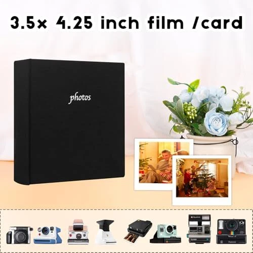 Álbum de fotos de 120 bolsillos con áreas de notas para cámara ancha Fujifilm Instax, lino  Foto 3 de 4