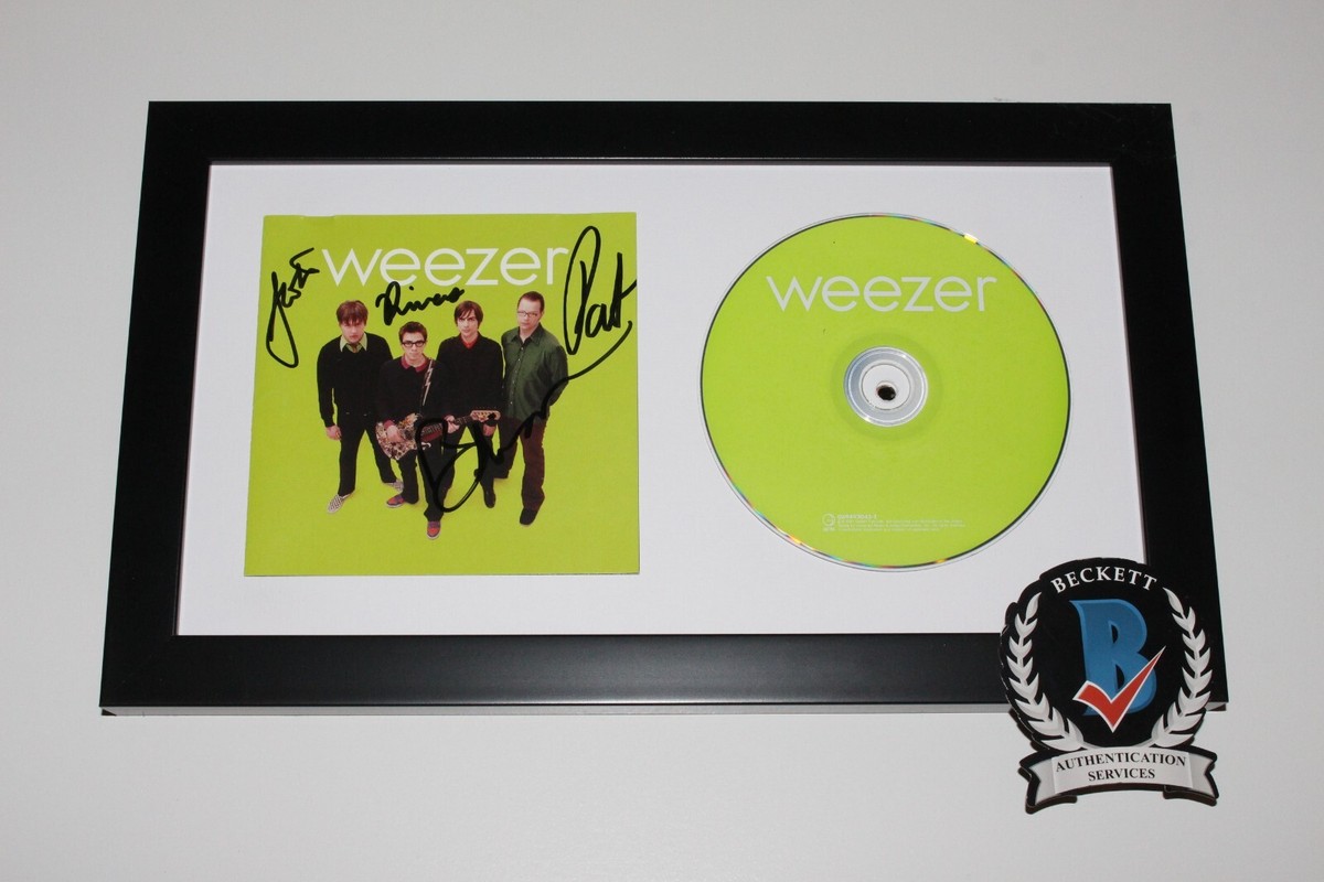 WEEZER BAND SIGNED FRAMED 'GREEN ALBUM' CD COVER BECKETT COA WEEZER BAND SIGNED FRAMED 'GREEN ALBUM' CD COVER BECKETT COA
