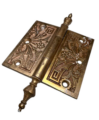 STUNNING CAST BRONZE ANTIQUE VICTORIAN EASTLAKE DOOR HINGE STEEPLE