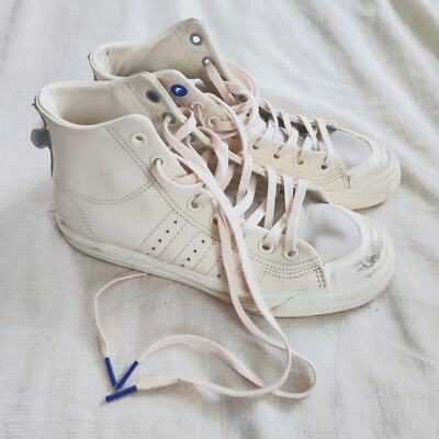 Adidas high top casual sneakers mens 7 womens 9 cream beige tan | eBay