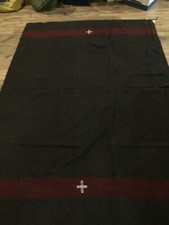 Vintage Wool Swiss blanket 83" x 56", Made in India