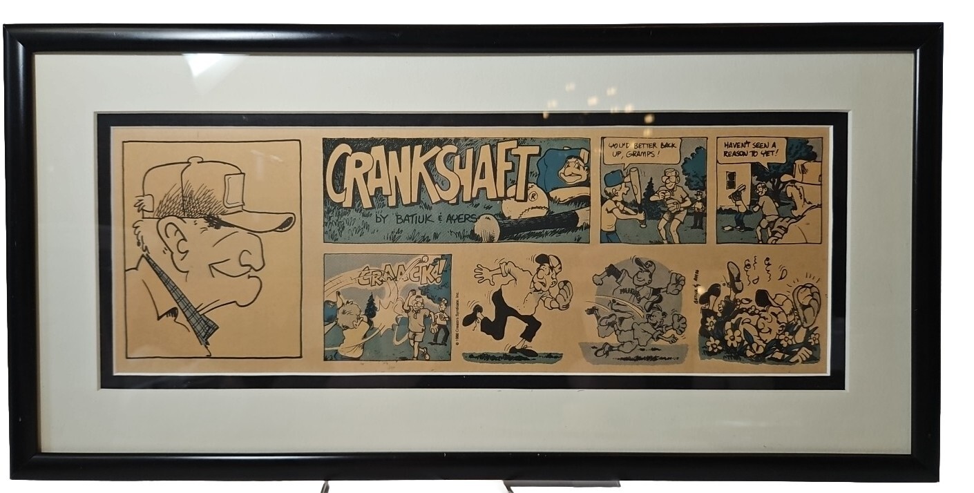 Vintage 1990's Framed Comic Strip "CRANKSHAFT" by Tom Batiuk & Chuck