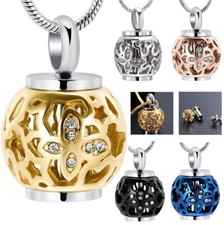 Stainless Steel Butterfly Cut-out Lantern Urn Pendant Necklace Cremation Ashes