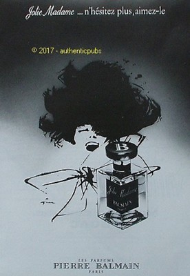REKLAME HOLIE MADAME PARFUM PIERRE BALMAIN SIGN GRUAU VON 1972 FRANZÖSISCH AD PUB