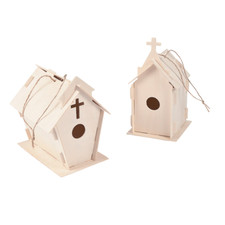 DIY Unfinished Wood Church Birdhouse 2 Craft Kits for Kids Children Decor
