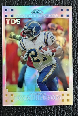 🔥LADAINIAN TOMLINSON 2007 TOPPS CHROME TD 5 WHITE REFRACTOR #d