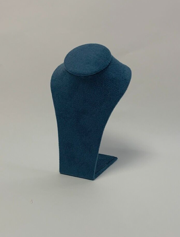 Miniature Jewellery Display Upright Bust (Petrol Blue Suedette) Necklace Stand