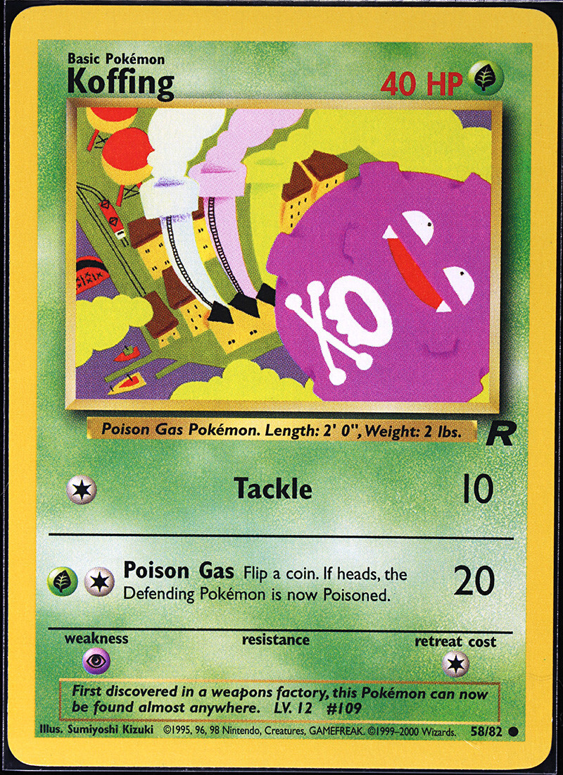 Pokémon TCG Koffing Team Rocket 58 Regular Unlimited Common NM