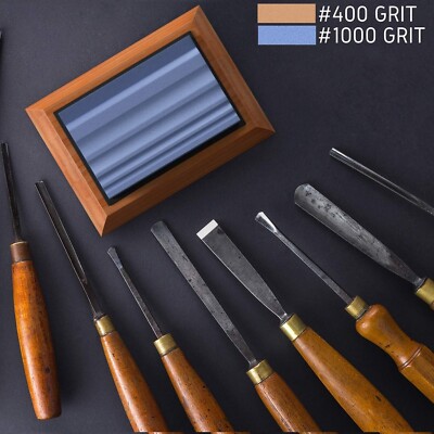 Sharpeners for wood carving. Two grindstones with grain sizes of 400 and 1000
