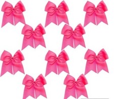 (10) Chixx Solid Plain Basic Bulk Lot Wholesale Bundle Cheer Bows - Neon Pink