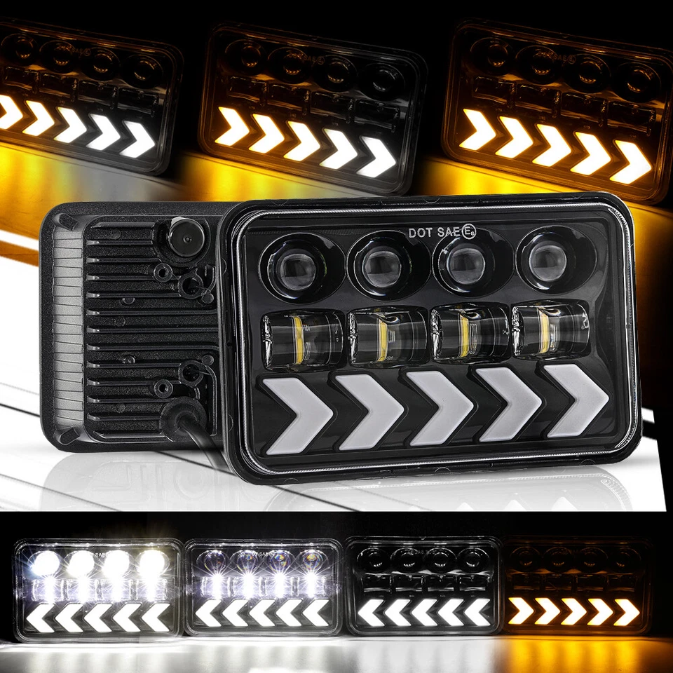 4 PIEZAS 4x6" Faro LED haz alto/bajo señal de flujo DRL para Chevy Camaro 1983-1986 Foto 2 de 4