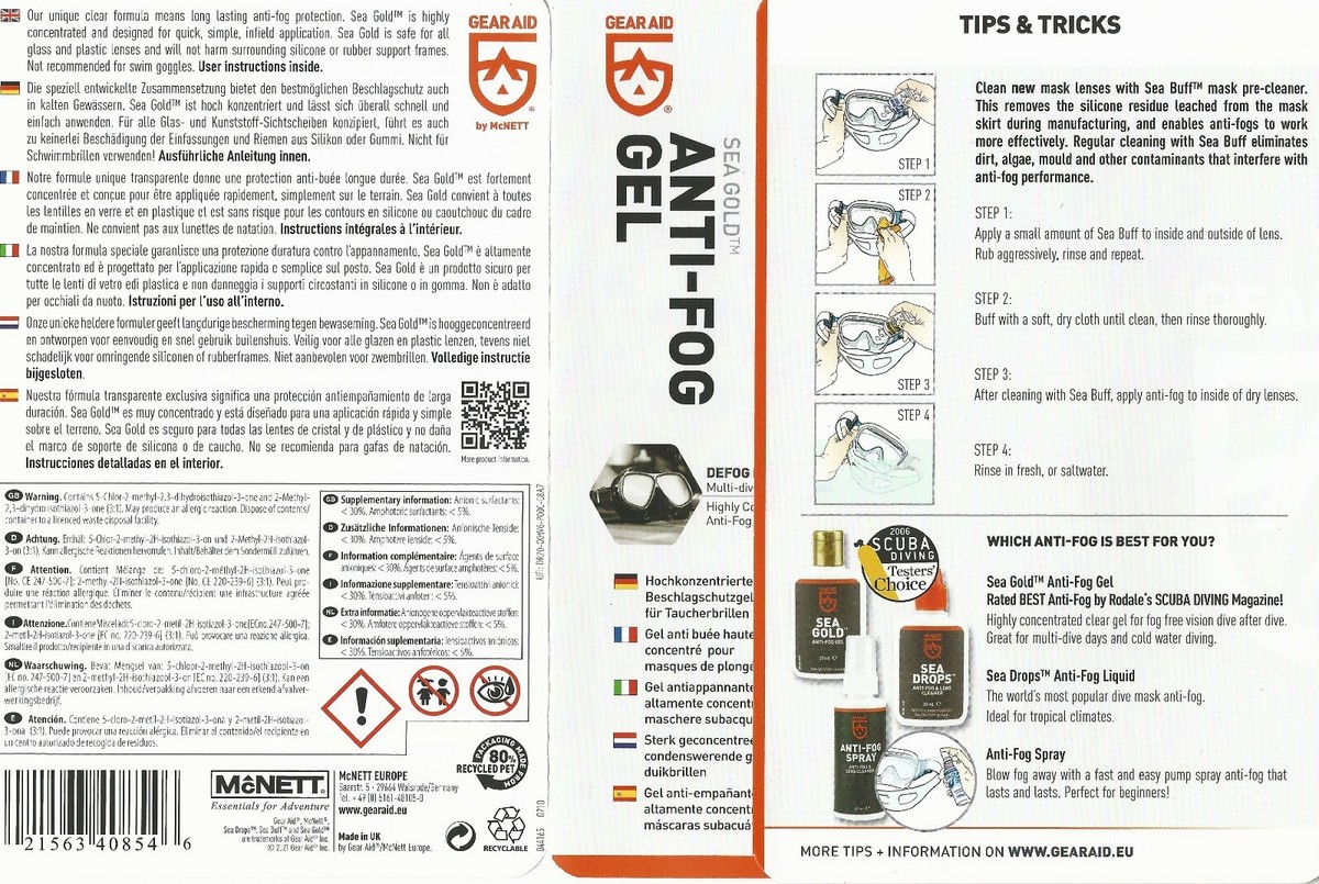 McNett Sea Drops Sea Gold Sea Buff Kit anti-buée