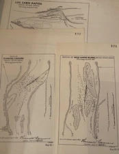 1892 Snake River WA Wild Goose Island Diamond Crossing Log Cabin Rapids x3 Maps