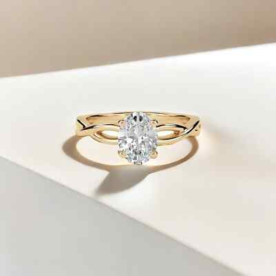 Swirl Crossover Shank Ring 1Ct Oval Cut GH/SI Certified Natural Diamond 14k Gold