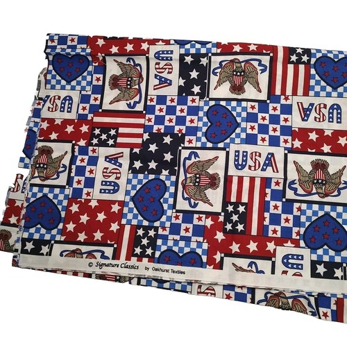 Vintage Patriotic Fabric Eagles 1 Yard Blue Red Cotton Oakhurst Vintage patriotic fabric eagles 1 yard blue red cotton oakhurst