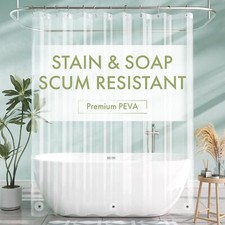 3D Crystal Green Plastic Shower Curtain Liner w/ Rustproof Metal Grommet, 72x72