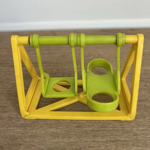 Vintage Fisher Price Little People Play Family School Swing Set Green & Yellow