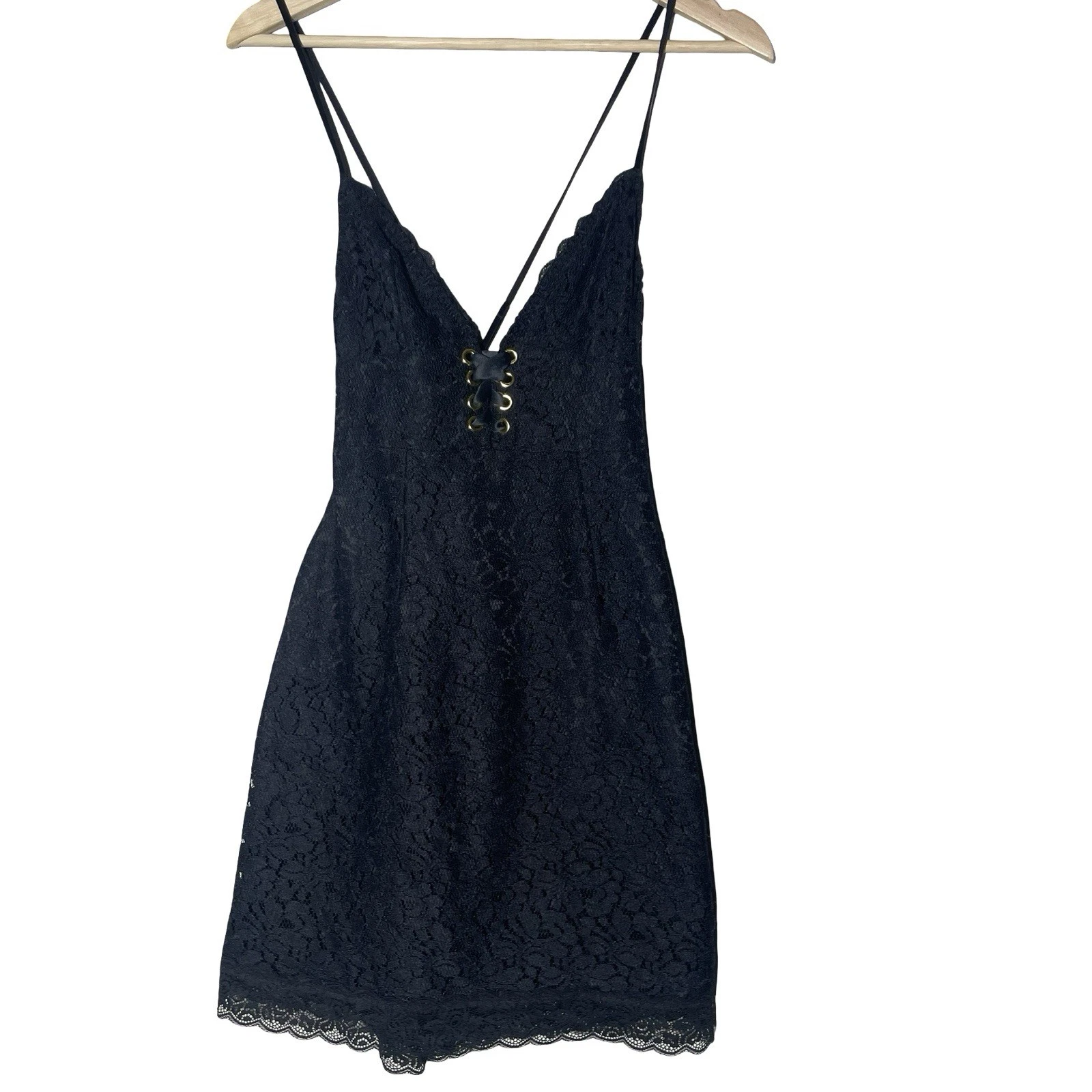 UNDERCOVER Abito Lingerie Victoria's Secret Nero Pizzo Floreale Vita Impero Small