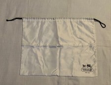 Coach White Satin Dust Bag With Brown Drawstrings 15x19