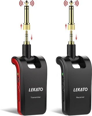 Lekato WS-60 Wireless Guitar System 2.4GHz Stereo Transmitter Receiver 1/4''&1/8''