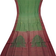 Vintage Green Sarees 100 Pure Silk Handwoven South Indian Sari 5YD Craft Fabric