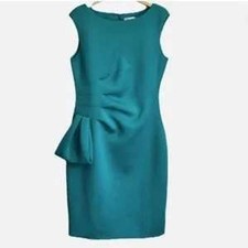 Eliza J Sheath Dress Womens 14 Teal Blue Ruched Draped Cocktail NWT