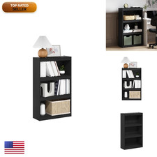 Furinno Jaya Enhanced Home Bookcase 3-Tier Adjustable Bookshelf Blackwood