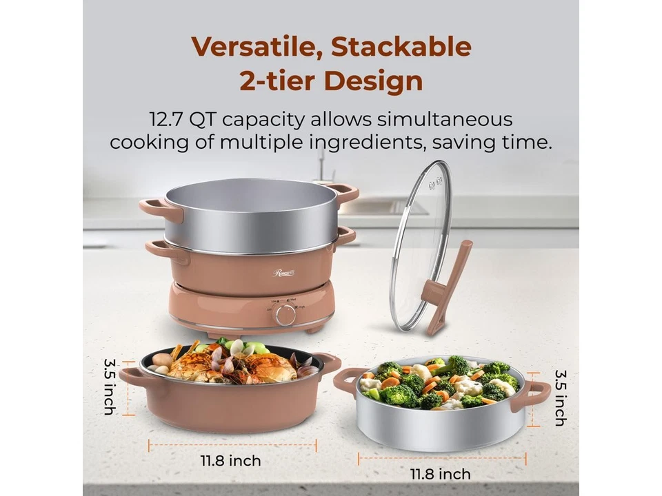 Rosewill 12.7 夸脱电火锅带多种功能,拆分设计带 11。 — 第 4/4 张图片