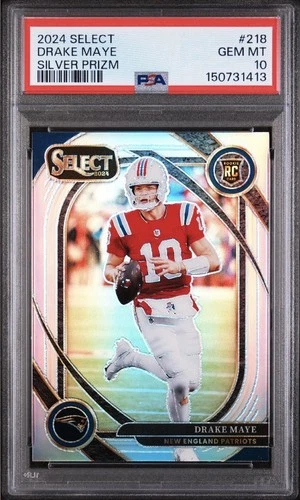 2024 Panini Select Club Level Drake Maye #218 Silver Prizm (RC) PSA 10 Patriots