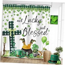 Happy St. Patrick's Day Shower Curtain Funny Gnome Green Lucky Shamrock