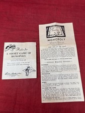 Vintage 1954 Monopoly Parker Brothers Board Game Rules Instructions Booklets