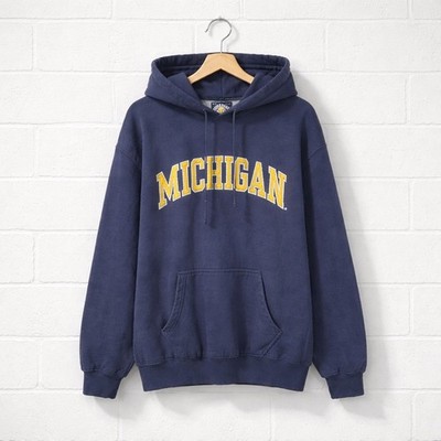 Vintage Steve & Barry Michigan Hoodie Men XL Blue Collegiate Spell Out 90s Retro