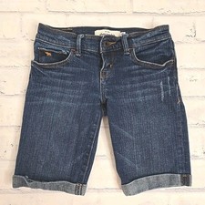 Abercrombie Jean Shorts Girls 10 Blue Cuffed 8" Inseam Cute Stretch Casual