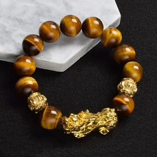 2pcs Natural Tiger Eye Pixiu Bracelet Men Women Wealth Lucky Charm Jewelry Gift