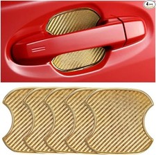 Car Door Handle Cup Scratch Protector, 4PCS 3D TPU Carbon Fiber Vehicle Door Bow