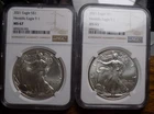 AMERICAN SILVER EAGLES LOT OF 2 2021 TYPE 1 NGC CERTIFIED 2 TROY OZ