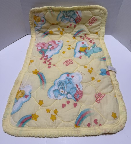 Vtg 1983 Curity Care Bears Changing Pad Cover Yellow Quilted American Greetings