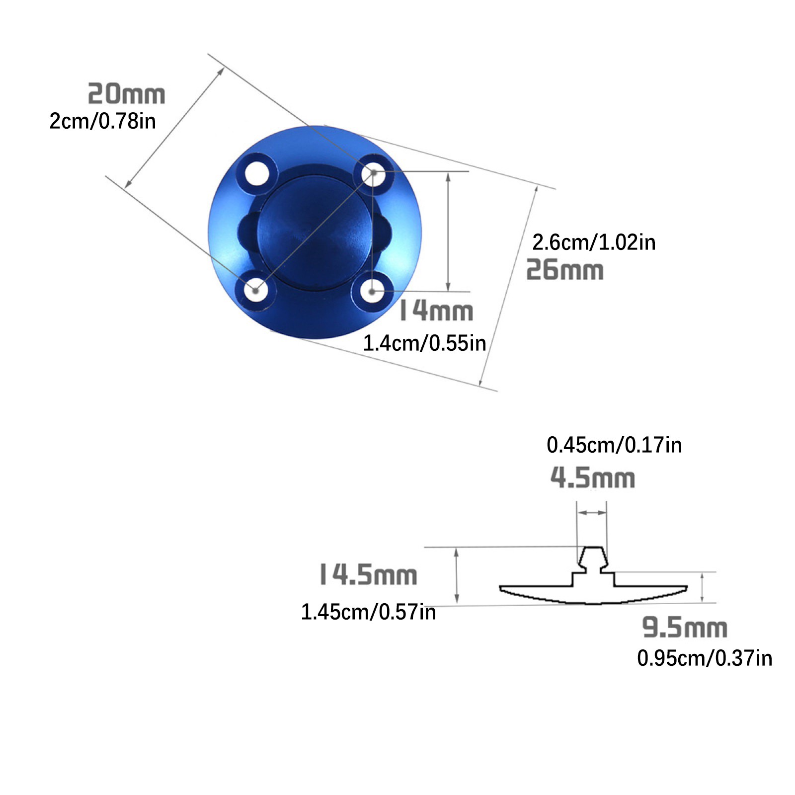 Blue Alloy Round Fuel Dot Cap Oil Tank Plug For RC Airplane Aircraft Model
