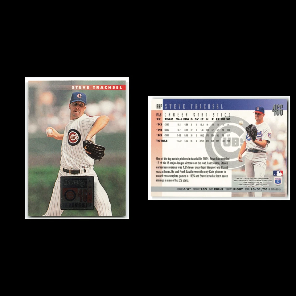 Steve Trachsel #466 1996 Donruss Chicago Cubs Baseball Card MLB NM - Image 3 of 3