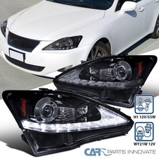 Fits 2006-2009 Lexus Is250 Is350 Smoke Projector Headlights Led Strip Head Lamps