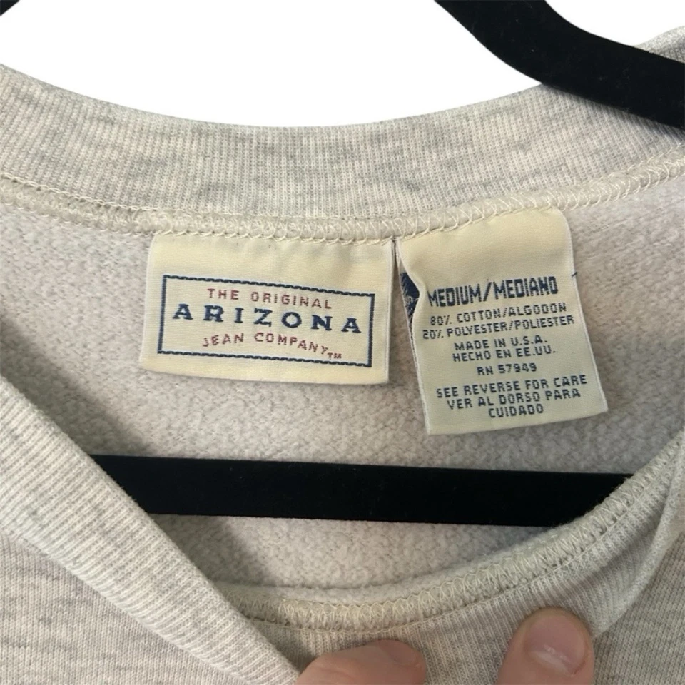 Vintage Arizona Gray Cream Embroidered Graphic Sweatshirt Women’s Size Medium - Image 3 of 3