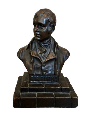 Vintage Robert Rob Burns Bronze Bust Sculpture Scottish Poet Library Statue Deco