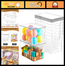 6 Pack Clear Storage Bins with Lids - 7 Quart Stackable Plastic Containers for P