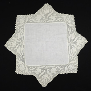 Extensive Hand Crocheted Linen Tablecloth Floral White 36" x 36" Vintage