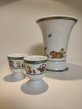 Hutschenreuther Louvre Ostern 3tlg. Set Tischvase und 2 Eierbecher