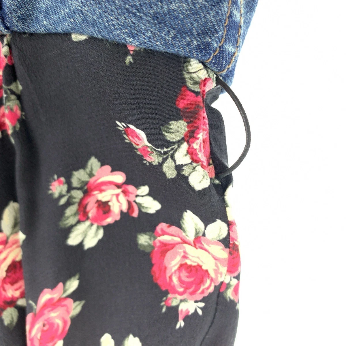 MIU MIU Autentici abiti MIUMIU strass floreali abiti denim nero cotone denim