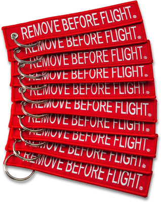 AIXEPA 10X Remove before Flight Red/White Key Chain 5.5'' X 1'' (10 Pack)